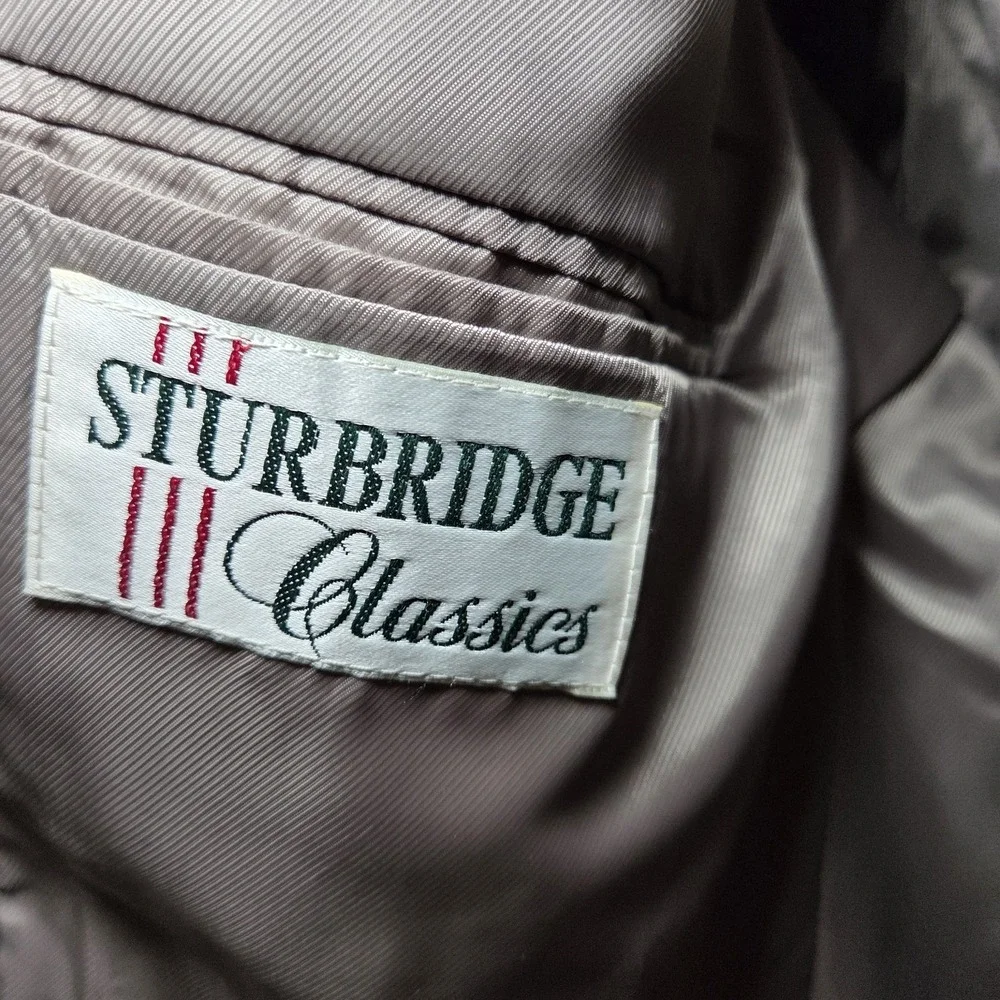 Sturbridge‎ Classics Mens 44L Sport Coat Blazer Brown Houndstooth Wool 2 Button